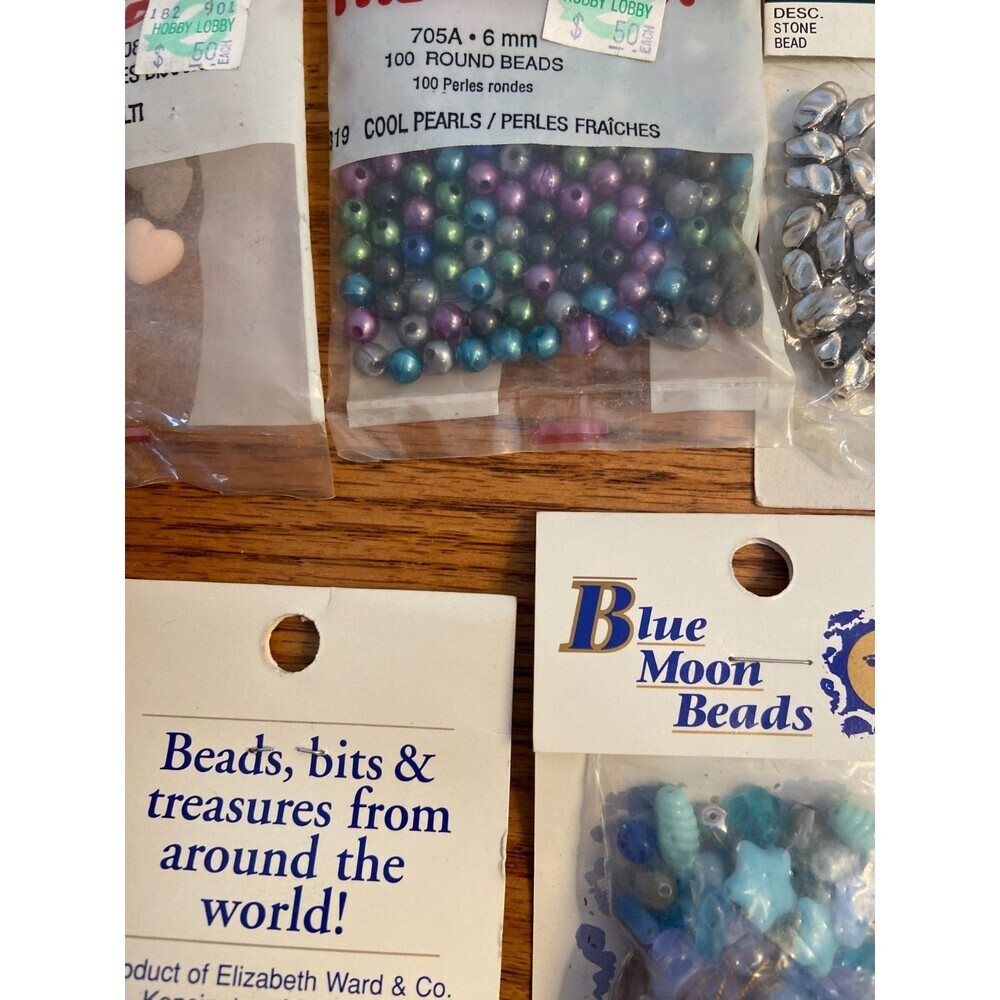 VTG LOT Sea Glass Beads NEW Blue Moon Bead Czech Rep Elizabeth Ward Fairy Beadey - Picture 5 of 10